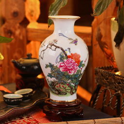 钟家窑 景德镇陶瓷器中式陶瓷手绘花瓶 花插花器家居摆设 田园工艺品 包邮